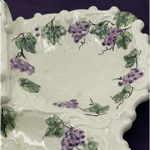 Ardalt Lenwile China:Hand Painted Grapes Leaves Divided Serving Platter w/Handle - Picture 11 of 16